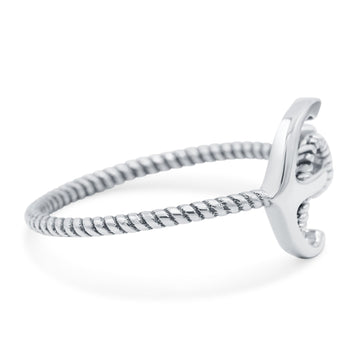 Anchor Ring Oxidized Band Solid 925 Sterling Silver (10mm)